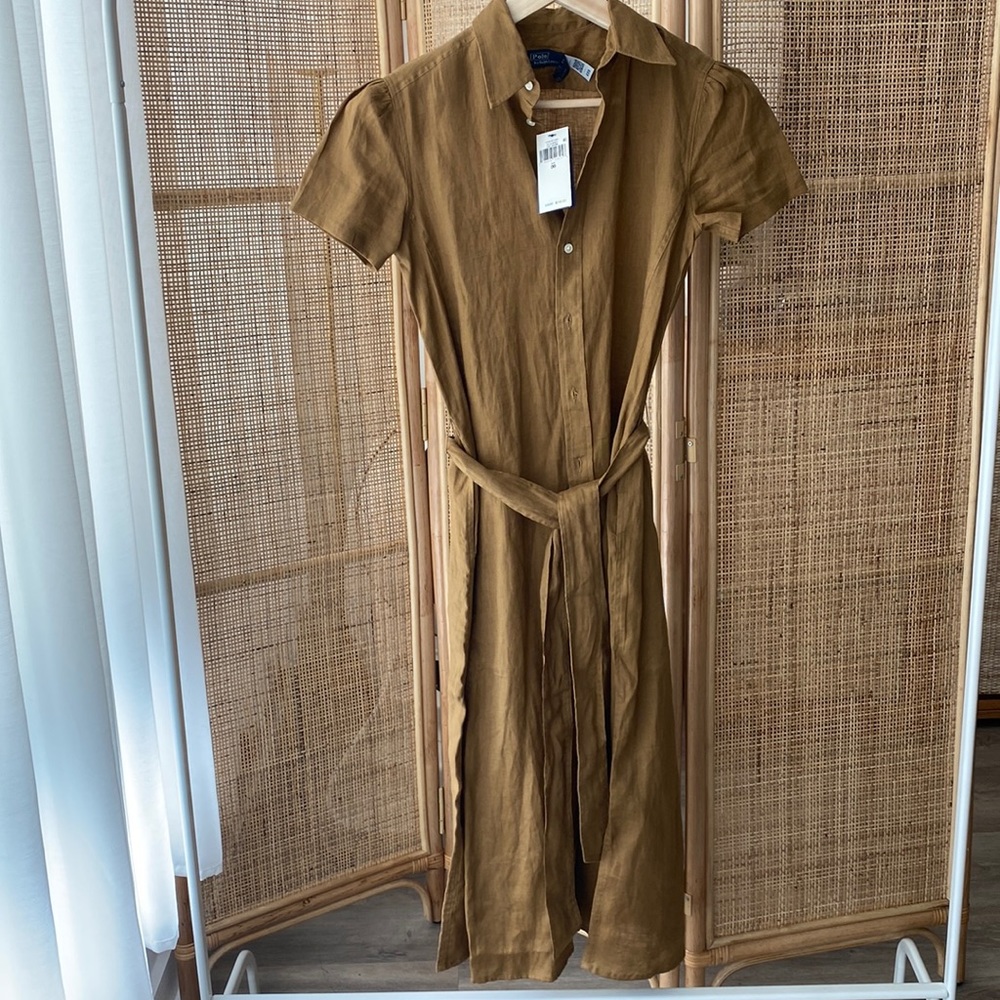 Polo Ralph Lauren linen shirt dress in cafe brown